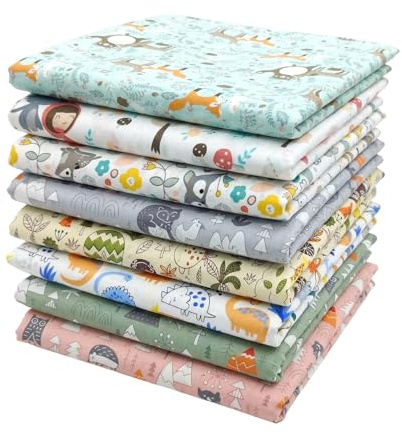 8 stycken bomullstyg, 25 x 25 cm, tygpaket – lapptäcke, tyger, paket för sömnad och quiltning, tyger för sömnad, lapptäcktyg, lapptäcke för quiltning, gör-det-själv hantverk, dockkläder (grön)