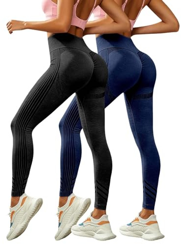 2026 Lot de 2 Luveon Legging Anti Cellulite Femme 3D Original, Leggings 3D Anti Cellulite, Legging à Compression, Minceur Taille Haute sans Couture Yoga Fitness Sport Pantalon