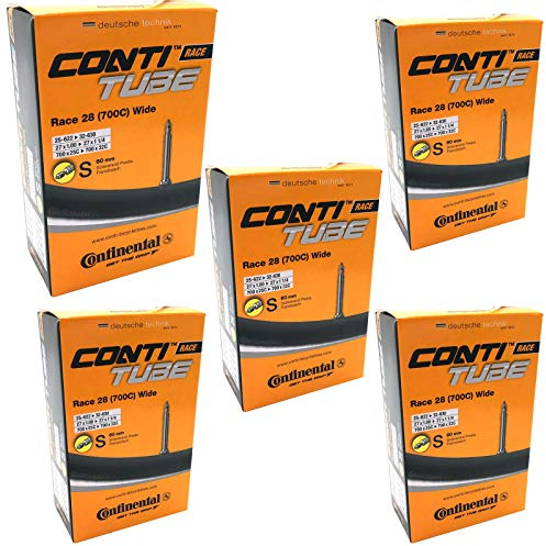 Continental Race 28 700 x 25-32c Bike Inner Tubes with Presta 60mm Valve (Set of 5),Black