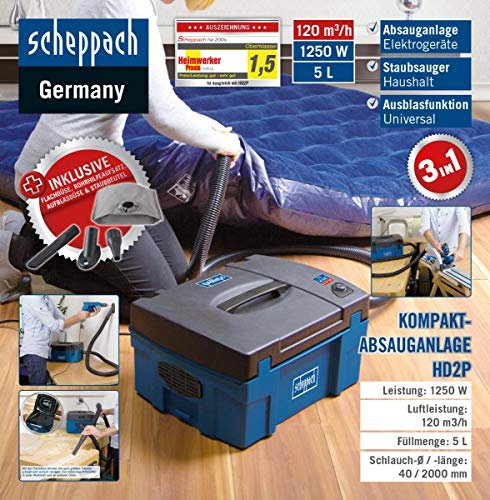 Scheppach Kompakt-Absauganlage Absaugsystem 3in1 HD2P