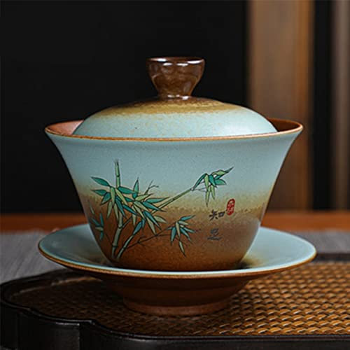 LINLN Céramique Imitation Bois Gaiwan Kungfu Service À Thé Bol À Thé Infuseur À Thé Sancai Gaiwan Tasse Maison Kungfu Service À Thé