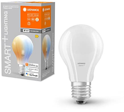 LEDVANCE Smarte LED-Lampe mit WiFi-Technologie für E27-Sockel, mattes Glas ,Lichtfarbe änderbar (2700K-6500K), 806 Lumen, Ersatz für herkömmliche 60W-Leuchtmittel, smart dimmbar, 1-er Pack