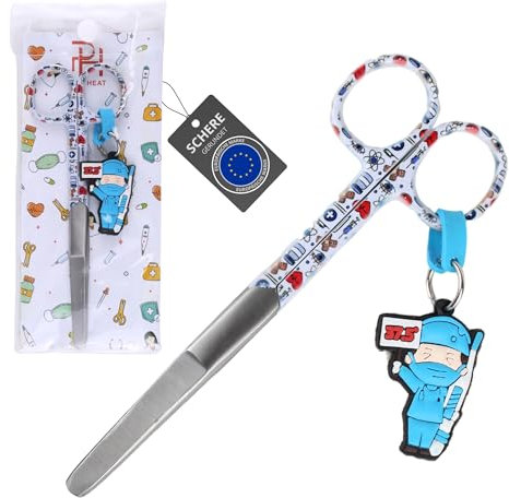 Ph Pro Heat Ciseaux d'infirmière à Bout Rond en Acier Inoxidable - Ciseau Infirmiere pour Usage Professionnel ou Domestique (Infirmières).