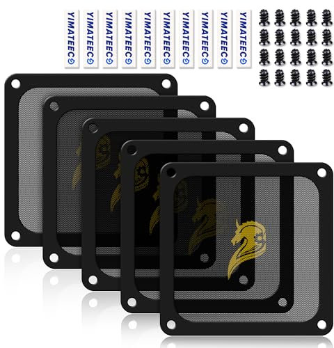 YIMATEECO Staubfilter Lüfterabdeckungen PC 120mm für Computer-Kühlerlüfter, Netzteil, PVC 50 Maschen, Magnetischer Rahmen, PC-Lüfter Kühler Staubdicht(PVC Gentleman, 120 * 120mm, 5Stü, Schwarz)