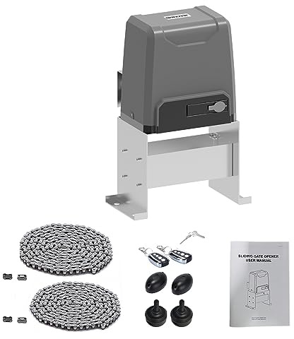 GATEXPERT Sliding Automatic Gate Operator Kit with 2 Remote Controls and Infrared Sensor for Slide Gates up to 3300pounds and 40ft Long Chain Driven Gate Motor