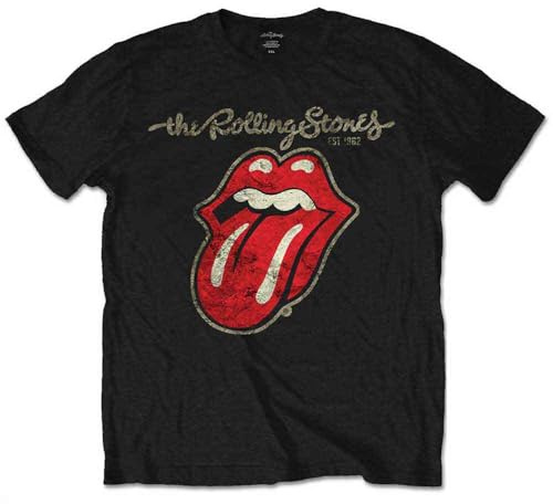 Rolling Stones The T-shirt Langue en Coton pour Enfants/Filles, Noir , 11-12 ans