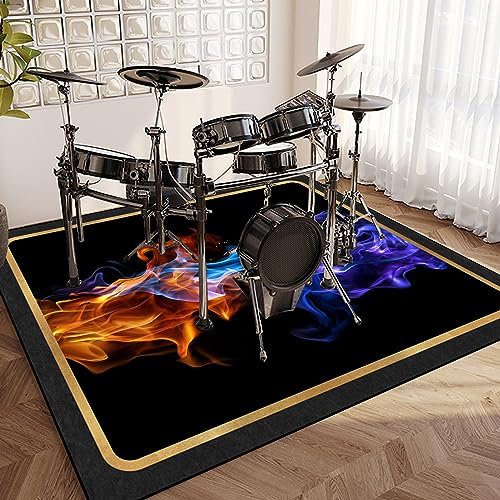 SOSTAG Schlagzeugteppich 200 x 160 cm Drum Teppich, Schallschutz Teppich rutschfeste Trommel Teppiche für Akustik Schlagzeug E Drum Kits Bass Drum Elektronisch Snare Klavier Musikinstrumente Teppich