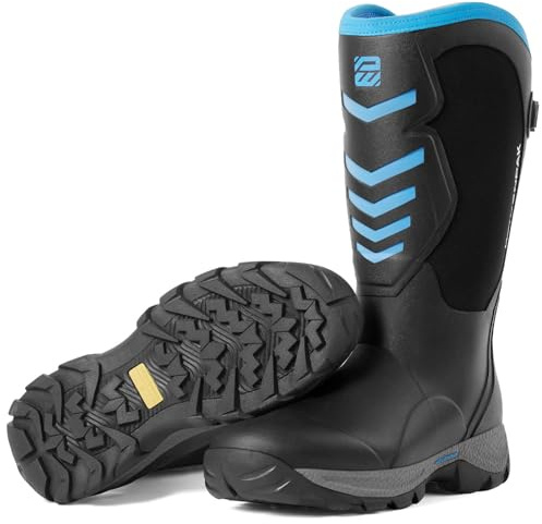 WOVENPAK Rubber Boots for Men, Mens Boots Waterproof Insulated Hunting Boots with Steel Shank, Neoprene Rubber Work Mud Boots Outdoor