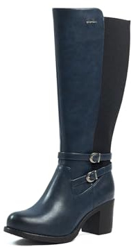 GABYLOU - Modele Marta - Bottes à talon confort mollets larges Femmes 2 XL - 2 Semelles dont 1 Amovible - Talon Bloc, 7 CM - Fermeture Zipper YKK - Style Automnal Hivernal pour mollets larges
