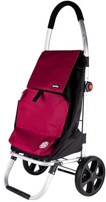 Cofan Carro de la Compra Plegable con 2 Ruedas | Material: Aluminio | Bolsa de 43 litros | Bolsillo para congelados | | Negro y Beige/Negro y Granate (Negro y Granate, 43 litros)