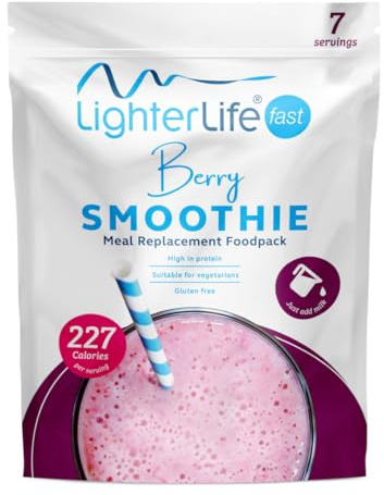 LighterLife Berry Smoothie Meal Replacement Powder 280g, 7 Meals, 15.6g Protein with up to 33% of RDA Vitamins and Minerals, High Protein Meal Shake
