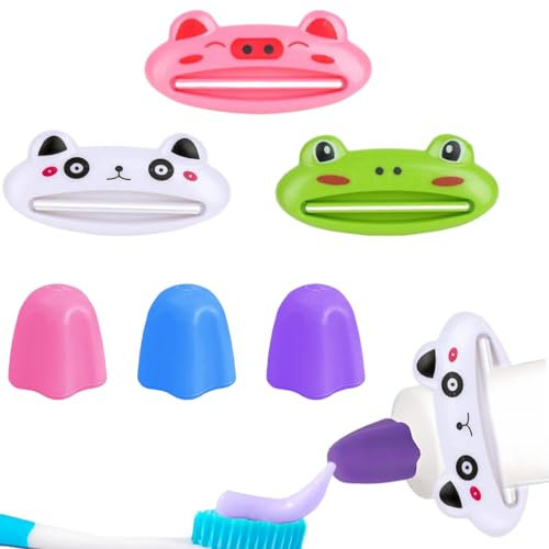 BEPSYOM 3pcs Squeezer avec 3 Bouchons de Dentifrice à Fermeture Automatique, Tube Toothpaste Squeezer Anti-Waste Toothpaste Squeezer Press Empty Tube Toothpaste Winder Toothpaste Clamp