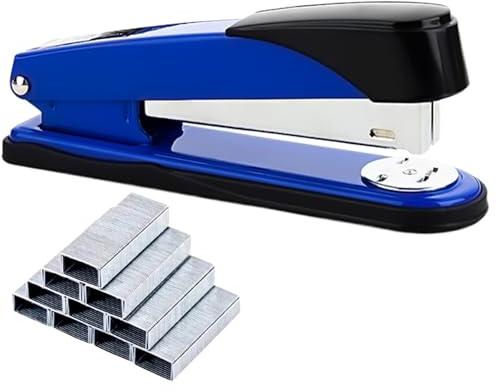 ASNOMY Heavy Duty Stapler with Box of 1000 24/6mm Staples (50 Sheet Capacity), Office Stapler and Staples Set for Paper (Blue)