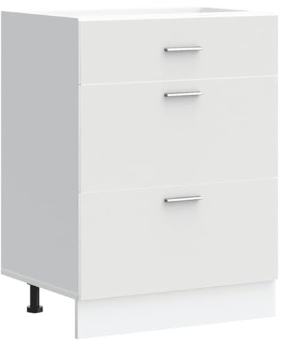 vidaXL Küchenunterschrank Lyon Weiß Holzwerkstoff, Spülenunterschrank, Schrank Küche, Lagerschrank, Unterschrank für Küche, Küchenzeile