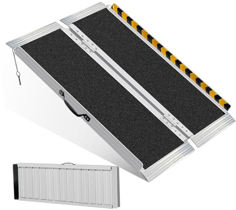Loezora 4FT Long Wheelchair Ramp for High Steps & Van Loading - Extra Stable Aluminum Ramp, Creates Gentler Slope for 4 to 12 Inch Height, 800 lbs Capacity