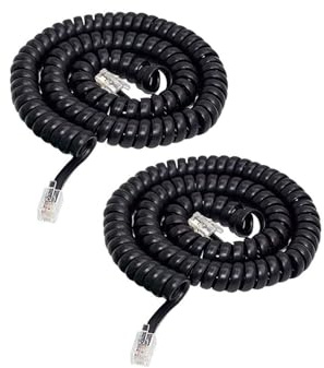 MZMSBAO Telephone Handset Cable 2 Pack 13Ft Uncoiled / 1.6Ft Coiled Landline Phone Handset Cable for Family Telephone Accessory- Black