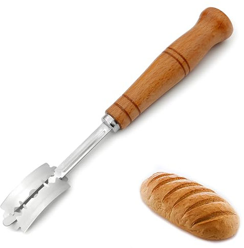 Bread Lame Cutter, Premium Bread Scoring Knife with 5 Replaceable Blades&1 Storage Bags,Dough Cutter&Bread Lame Dough Scoring Tool with Long Beechwood Handle, Ideal for Bread Novice,Professional Baker