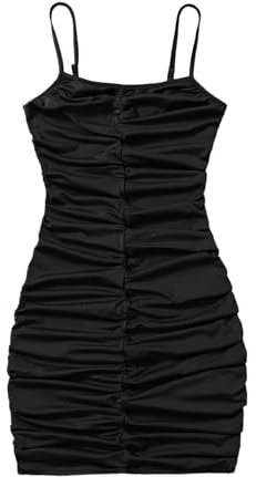 GORGLITTER Girl's Sleeveless Summer Dresses Ruched Spaghetti Strap Bodycon Pencil Mini Sundress Aged 8-14 Years