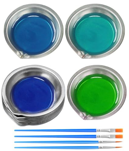 12 Pcs Paint Palette, Metal Round Paint Pallets with Mouth, Makeup Mixing Tray Mixing Cups for Watercolor Pigment Water-Based Painting(Silver)