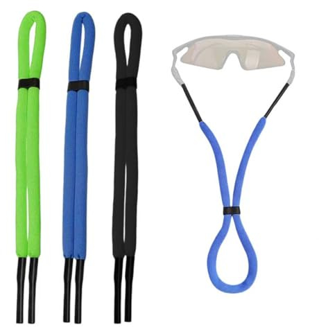Zerquell 3 stycken glasögonband flytbara, justerbar vattensport glasögonsäkring, glasögonband sport, sportglasögonkedja för vattensport, surfing, båtliv och paddling (3 färger)