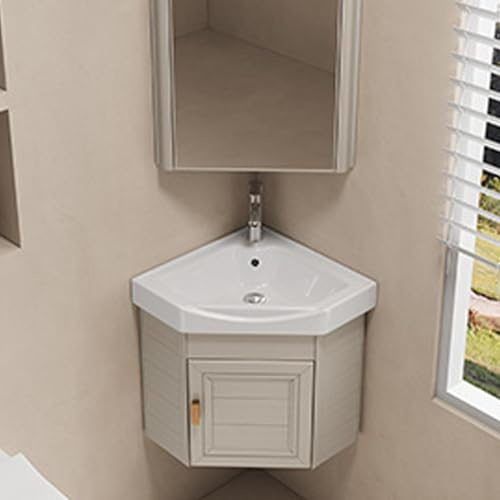 TXGJWRA Elegant White Ceramic Bathroom Sink Vanity with Storage Cabinet 38/43Cm Corner Washbasin for Bathroom Changing Room and Toilet – Spacesaving Design B38 * 38Cm,B-38 * 38CM