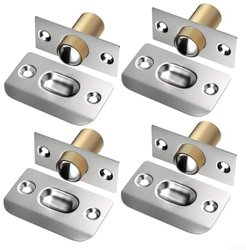 TDCuizent Justerbar dörrkulspärr med fjäderkullager, osynlig mässing, drive-in hake för innerdörrar och skåp, rostfritt stål spänning hårdvaruset, svart finish (stötfångare x 4)