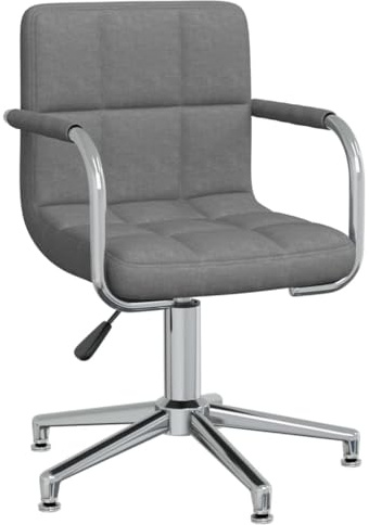 Jkghdrt Chaise de bureau pivotante à 360 degrés avec revêtement en tissu, gris clair, réglable en hauteur par vérin à gaz, pied en croix en métal, design moderne pour bureau et salon