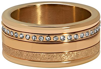 Quiges Rosegold Edelstahl Zirkonia Mehrfarbig Stapelring Kombinationsring Set mit 3 Füllringe und 1 Basisring 19mm (59)
