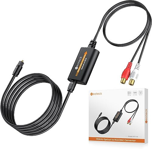 Neoteck DA Wandler 192kHz DAC Konverter Optisch auf RCA-Kabel 1,8M mit Eingebauter Audio-Verstärker-Chip Optischer Digital Audio Converter Für HDTVs, Set-Top-Boxen, DVD/Blu-ray-Player