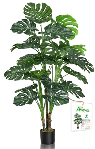 Aveyas 54'' Tall Large Artificial Monstera Deliciosa Plants, 4.5 Feet Faux Swiss Cheese Floor Plants Fake Tropical Silk Tree with Pot for Indoor Outdoor Office House Living Room Home Decor