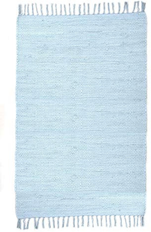 Theko Young Fashion Klassischer Teppich strapazierfähig aus 100% Baumwolle in der Farbe Hellblau 707, Maße: 120cm x 60cm, 415023