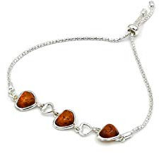 MyBer® Bernsteinarmband Armband Bernstein Schmuck für Damen Herz Sterling Silber 925 Länge leicht regulierbar PMBER33