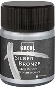 KREUL 99461 - Metallpigmentlack Silber Bronze, 50 ml, für brillante Bronzeeffekte, deckend und lichtbestädig, für Holz, Leinwände, Karton, Stein, Keramik, Metall und viele Kunststoffe