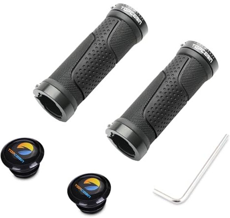 TOPCABIN Fahrrad Griffe Kurze Mini Fahrrad Lenker Griffe Fit Viele Standard Bikes Länge 3.5 inch 1 Paar (Aluminium Doppelschloss(Schwarz90mm))