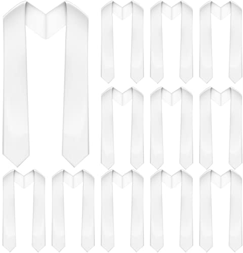 Geyoga 12 Pieces Unisex Graduation Stole Bulk Sublimation Blank Grad Sash Plain Graduate Honor Stole, 70 Inches(White)