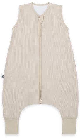 emma & noah Baby Schlafsack mit Füßen 1.0 TOG, Ganzjahres Schlafsack mit Beinen für den Frühling, Sommer und Herbst, 100% Bio-Baumwolle, Oeko-TEX Zertifiziert (Essential Beige, 70 cm)