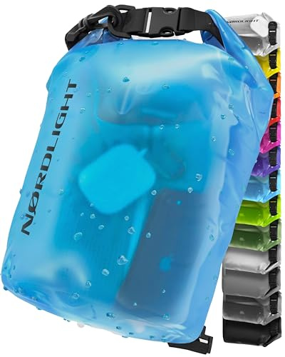 Nordlight Dry Bag och vattentät väska - (2L, Blå) Vattentät packväska med rullstängning och axelrem | Simning, strand, kanotpaddling, stå upp paddling, dykning