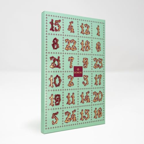 DOMORI - IDEA REGALO NATALE - Calendario dell'Avvento Merry Christmas Domori con Cioccolatini Gourmet Assortiti, 185g(CALENDARIO AVVENTO)