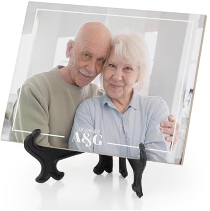 GIFART Azulejo de cerámica personalizado ultra brillante con caballete | Baldosa de cerámica personalizable con foto y texto (20x25 cm)