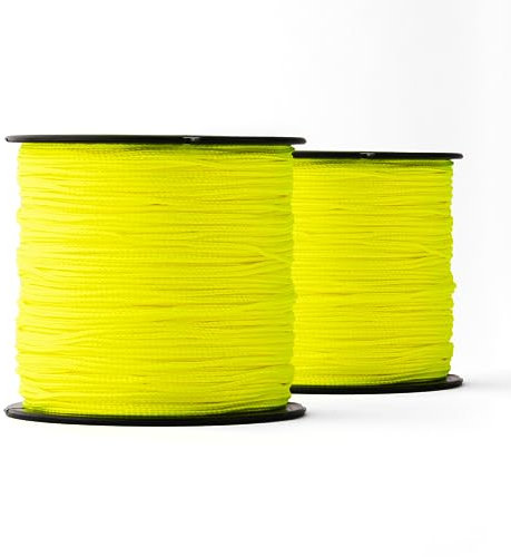 SNURO Corde Nylon (1 mm, 100 m) - 2 pièces - Corde Fluorescente en Polyamide Tressée Robuste pour n'importe Quelle Utilisation - Résistante aux Intempéries - Cordeau de Maçon - 2 Pièces