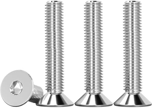 Drenky Viti a Testa Svasata a Esagono Incassato Argento in Acciaio Inox A2 V2A Antiruggine Secondo Norma DIN 7991 / ISO 10642, Bullone Meccanico, Filettatura Completa (25 pezzi, M6 x 30 mm)