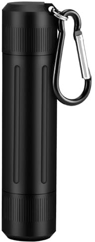 Aufew Lufttät luktsäker behållare, hållbar burk med dubbla öppningar, aluminiumförvaringsrör, bärbart askfat för örter, kryddor, cigaretter (svart)