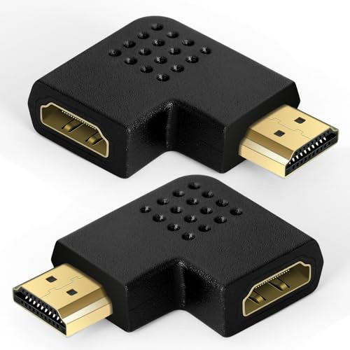 AXFEE 2Pz HDMI-adapter, Mirco HDMI hane till hona, stöd 8K@60HZ | Platt rät vinkel 90 grader och 270 graders HDMI-kontakt, , för PC, surfplatta, videokameror, bildskärm, TV