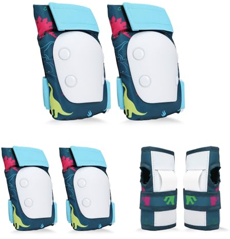 Set Rodilleras Coderas y Muñequeras Set de Protección Infantil para Patinaje Ciclismo Monopatín Bicicleta Skate Juego de 6 Protectores de Rodillos para 3-8 Niño, Niña