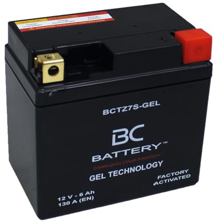 BC BATTERY Batteria Moto al GEL 12V 6Ah BCTZ7S-GEL moto&scooter, esente da manutenzione sigillata precaricata simile a YTZ7S