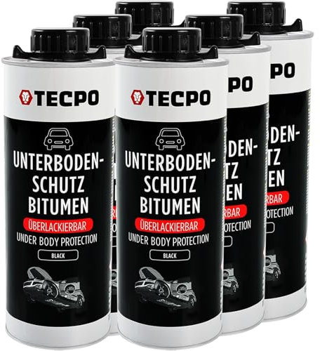 TECPO Unterbodenschutz Bitumen, 6 Liter überlackierbar schwarz dauerelastisch in Saugdose, Karosserieschutz Steinschlagschutz Rostschutzmittel Korrosionsschutz UBS mit Anti-Dröhn-Wirkung