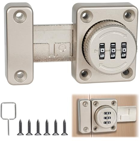 üBerfalle Türriegel Abschließbar mit Zahlenschloss 3-Stellig - Verstärkter Tür Zusatzschloss für Innentüren, Schrankschloss für Schrank, Badezimmer, Garten - Sicherheitsriegel mit Code
