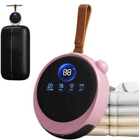 Bärbar hängande torktumlare, mini-resetorktumlare, 65℃ och 75℃ temperaturjusterbar, 3-9 timmars timer, dubbla torklägen, aromdiffusorfunktion, lågt brus, för hemmet, lägenheten(Pink)