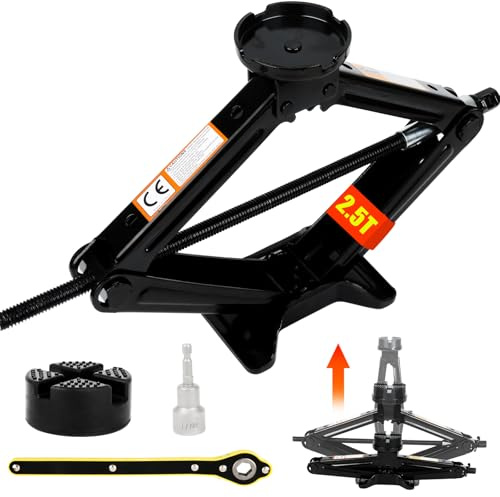 Warmfay Wagenheber 2.5T/2500kg, Universelle Scherenwagenheber mit Gummiauflage für Auto, 100 bis 430 mm Hubbereich, Tragbarer Robuster Stahl Wagenhebersatz für SUV MPV, Ideal für Wartung & Reparatur