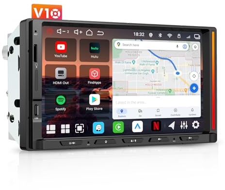 ATOTOEXCEL V10 Autoradio 2 Din Android 7 QLED, Karaoke in Auto, Registrazione Simultanea a 4 Telecamere, 4G SIM/Wi-Fi/USB Tethering, aptX HD Bluetooth, DSP Audio 7.1.2, IA Agentica